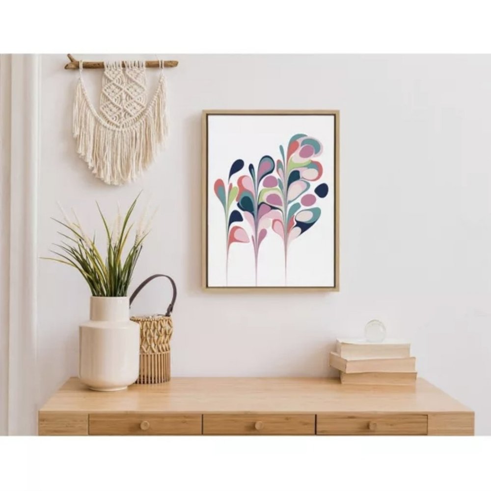 Abstract Floral Framed Wall Canvas